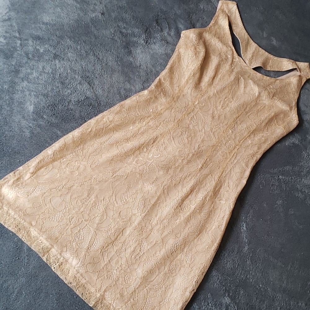 Love21 Short gold lace dress  D-001